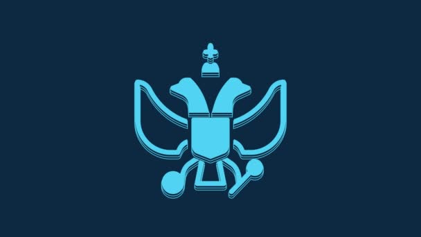 Blu Emblema Nazionale Della Russia Icona Isolata Sfondo Blu Stemma — Video Stock