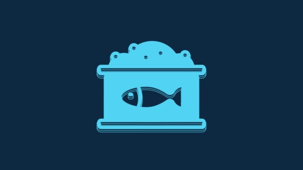 Blue Tin Can Caviar Icon Isolated Blue Background Video Motion — Αρχείο Βίντεο