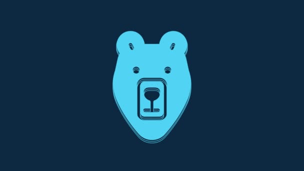 蓝熊的头像被蓝色背景隔离 4K视频运动图形动画 — 图库视频影像
