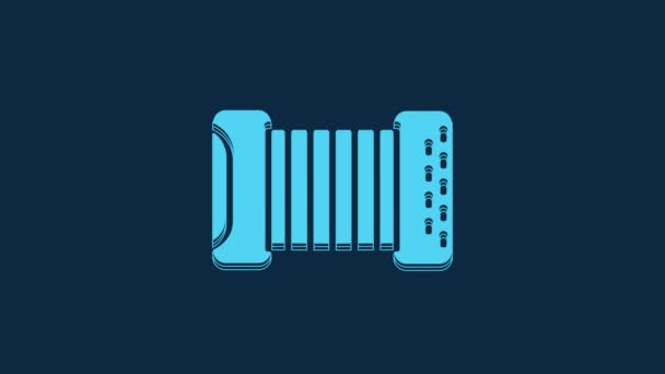 Blue Musical Instrument Accordion Icon Isolated Blue Background Classical Bayan — Stock videók