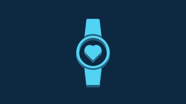 Blue Smartwatch Icon Isolated Blue Background Video Motion Graphic Animation — Αρχείο Βίντεο