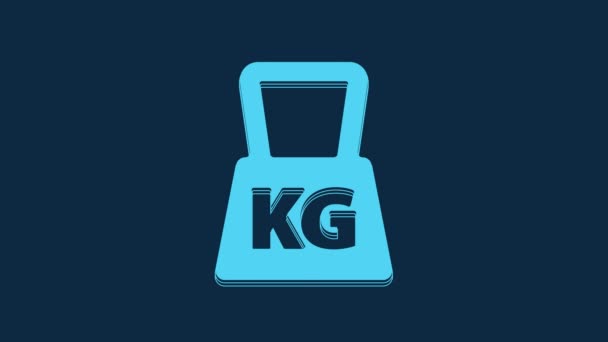 Blue Weight Icon Isolated Blue Background Kilogram Weight Block Weight — Wideo stockowe
