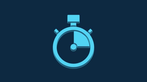 Blue Stopwatch Icon Isolated Blue Background Time Timer Sign Chronometer — Vídeo de Stock