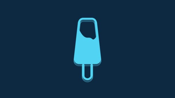 Blue Popsicle Sorvete Ícone Pau Madeira Isolado Fundo Azul Animação — Vídeo de Stock