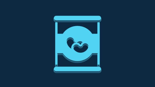 Blue Beans Can Icon Isolated Blue Background Video Motion Graphic — Stock Video