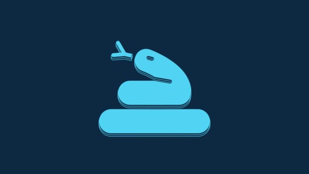 Blue Snake Icon Isolated Blue Background Video Motion Graphic Animation — Stock Video