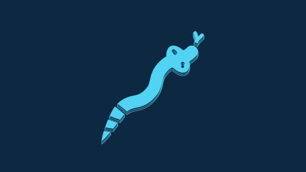 Ікона Блакитної Змії Ізольована Синьому Фоні Відеографічна Анімація — стокове відео
