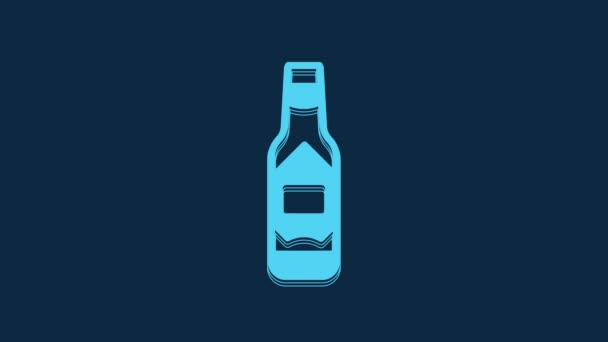 蓝色塔巴斯科酱油图标孤立在蓝色背景 辣椒辣椒辣椒酱 4K视频运动图形动画 — 图库视频影像