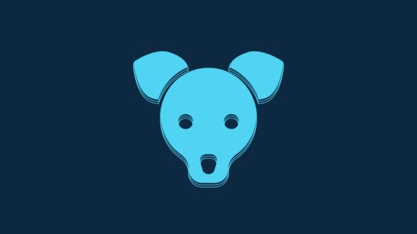 Blue Dog Icon Isolated Blue Background Video Motion Graphic Animation — Vídeo de Stock