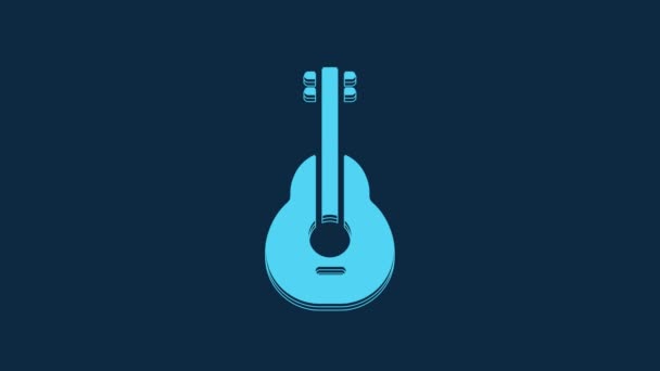 Ікона Блакитної Мексиканської Гітари Ізольована Синьому Фоні Акустична Гітара Струнний — стокове відео