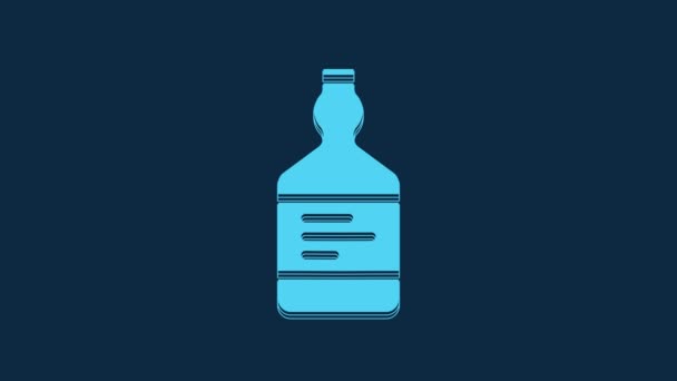 Blue Tequila Bottle Icon Isolated Blue Background Mexican Alcohol Drink — Vídeos de Stock