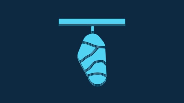 Ícone Casulo Borboleta Azul Isolado Fundo Azul Pupa Borboleta Animação — Vídeo de Stock