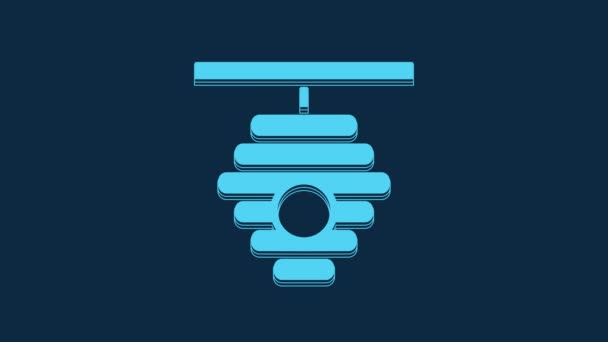 Blue Hive Bees Icon Isolated Blue Background Beehive Symbol Apiary — Stockvideo