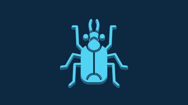 Blue Beetle Bug Icoon Geïsoleerd Blauwe Achtergrond Video Motion Grafische — Stockvideo
