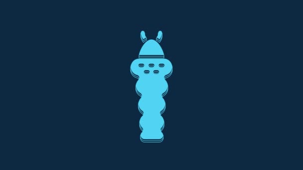 Blue Larva Insect Icon Isolated Blue Background Video Motion Graphic — Stock Video