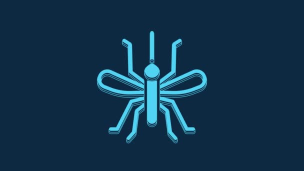 蓝色蚊子图标隔离在蓝色背景 4K视频运动图形动画 — 图库视频影像