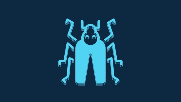 Ikona Chyby Blue Beetle Izolované Modrém Pozadí Grafická Animace Pohybu — Stock video