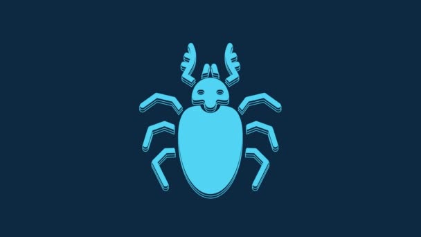 Icona Blue Beetle Cervo Isolato Sfondo Blu Scarabeo Cornuto Grosso — Video Stock