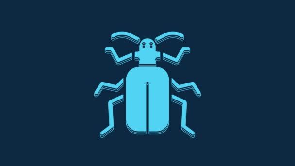 Blue Chafer Beetle Icon Isolated Blue Background Video Motion Graphic — Stock Video