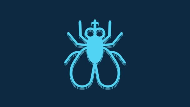 Icono Mosca Insecto Azul Aislado Sobre Fondo Azul Animación Gráfica — Vídeos de Stock