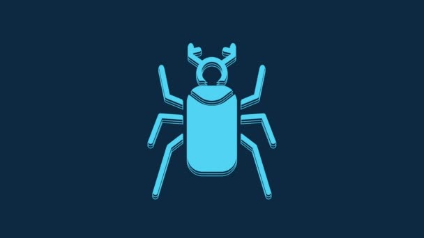Blue Beetle Bug Icon Isolated Blue Background Video Motion Graphic — Stock Video