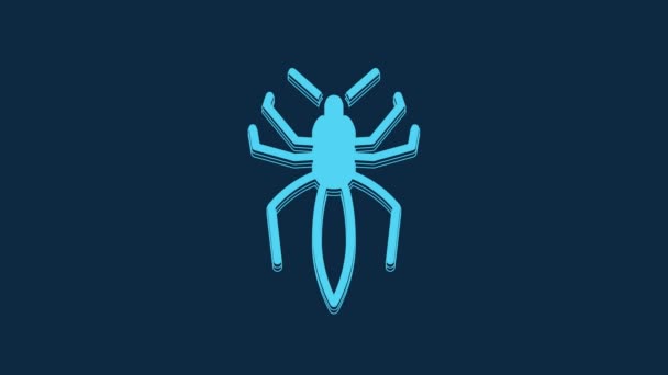 Blue Spider Icon Isolated Blue Background Happy Halloween Party Video — 图库视频影像