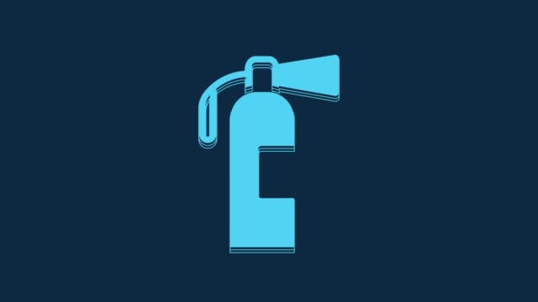 Ícone Extintor Incêndio Azul Isolado Fundo Azul Animação Gráfica Movimento — Vídeo de Stock