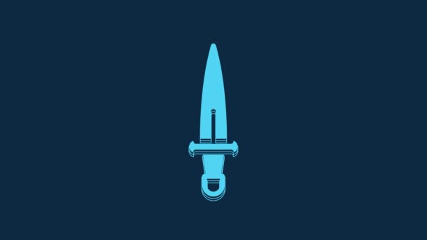 Blue Dagger Icon Isolated Blue Background Knife Icon Sword Sharp — Αρχείο Βίντεο