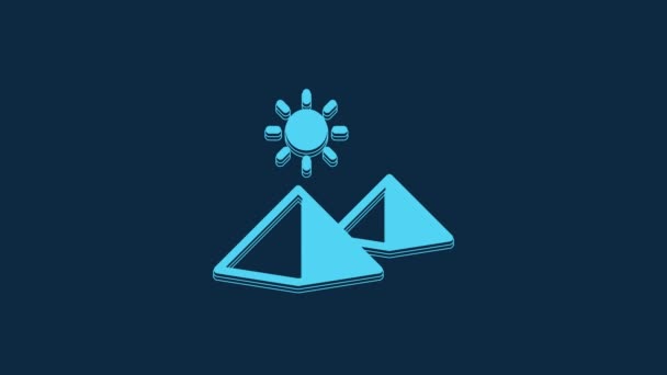 Blue Egypt Pyramids Icon Isolated Blue Background Symbol Ancient Egypt — 图库视频影像