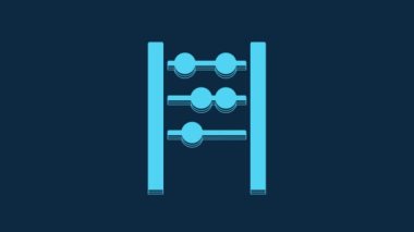Blue Abacus icon isolated on blue background. Traditional counting frame. Education sign. Mathematics school. 4K Video motion graphic animation.