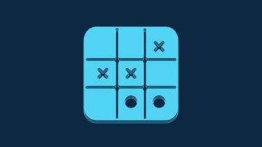 Blue Tic tac toe game icon isolated on blue background. 4K Video motion graphic animation.