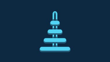 Blue Pyramid toy icon isolated on blue background. 4K Video motion graphic animation.