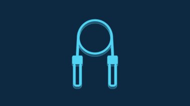 Blue Jump rope icon isolated on blue background. Skipping rope. Sport equipment. 4K Video motion graphic animation.