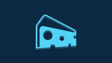 Blue Cheese icon isolated on blue background. 4K Video motion graphic animation.