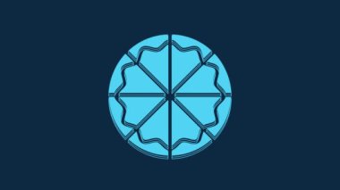 Blue Pizza icon isolated on blue background. Fast food menu. 4K Video motion graphic animation.