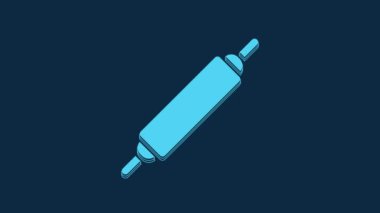 Blue Rolling pin icon isolated on blue background. 4K Video motion graphic animation.