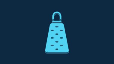 Blue Grater icon isolated on blue background. Kitchen symbol. Cooking utensil. Cutlery sign. 4K Video motion graphic animation.
