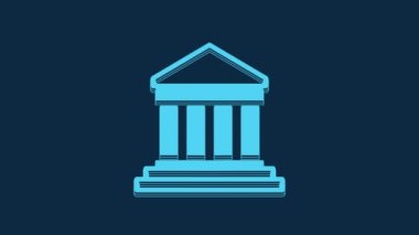 Atina, Akropolis, Yunanistan 'dan Mavi Parthenon mavi arka planda izole edildi. Antik Yunan ulusal simgesi. 4K Video hareketli grafik canlandırması.