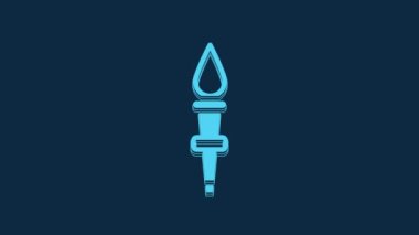 Mavi El Feneri alev ikonu mavi arkaplanda izole edildi. Sembol ateşi sıcak, alev gücü, alev ve ısı. 4K Video hareketli grafik canlandırması.