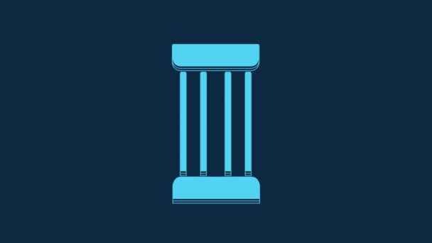 Ícone Coluna Blue Ancient Isolado Fundo Azul Animação Gráfica Movimento — Vídeo de Stock