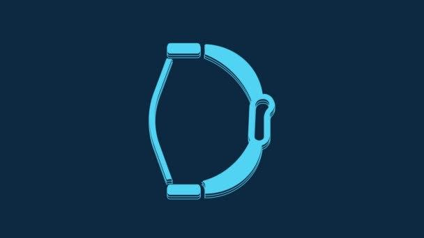 Icono Juguete Arco Azul Aislado Sobre Fondo Azul Animación Gráfica — Vídeo de stock