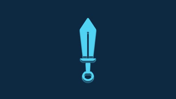 Blue Sword Legetøj Ikon Isoleret Blå Baggrund Video Bevægelse Grafisk – Stock-video