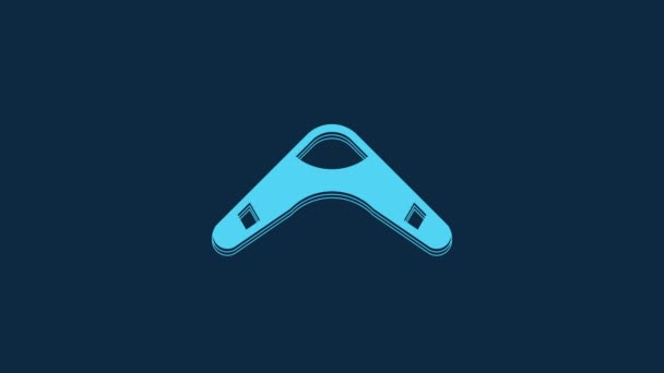 Icône Bleue Boomerang Isolée Sur Fond Bleu Animation Graphique Mouvement — Video