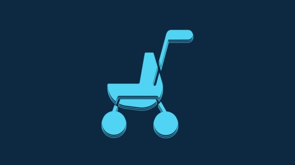 Blue Baby Stroller Icon Isolated Blue Background Baby Carriage Buggy — Stock videók