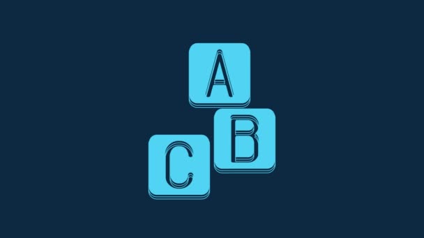 Blue Abc Blocks Icon Isolated Blue Background Alphabet Cubes Letters — Video Stock