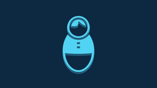 Blue Tumbler Panenka Ikona Izolované Modrém Pozadí Grafická Animace Pohybu — Stock video
