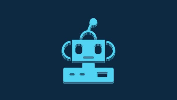 Icona Giocattolo Robot Blu Isolato Sfondo Blu Animazione Grafica Video — Video Stock