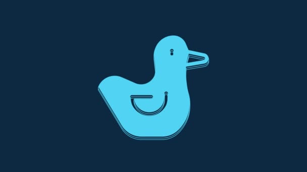 Blue Rubber Duck Icon Isolated Blue Background Video Motion Graphic — Stock videók