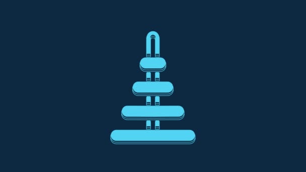 Blue Pyramid Toy Icon Isolated Blue Background Video Motion Graphic — Stock videók