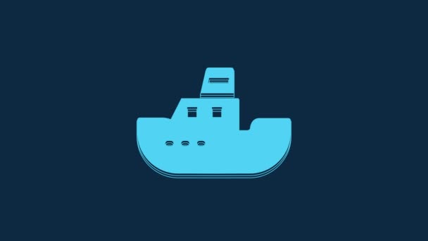 Mavi Oyuncak Teknesi Simgesi Mavi Arkaplanda Izole Edildi Video Hareketli — Stok video